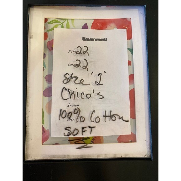 Chicos 100% Cotton Shirt Blouse Top Size 2 Navy & Green Stripes SOFT + Stretch - Picture 11 of 11